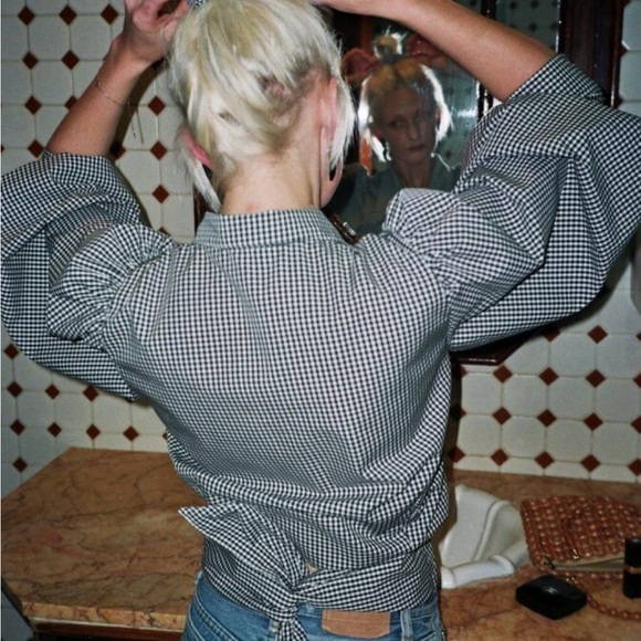 Maison Cleo - Julie - Black Gingham Blouse - Size 36 (S) - ASO Emily Ratajkowski - Picture 13 of 16